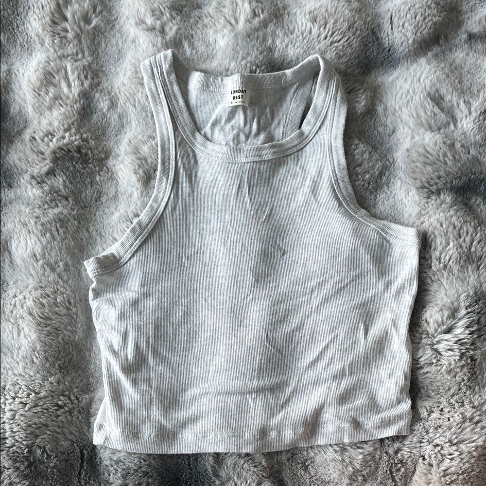 Sunday Best Light Gray Ribbed Tank Top